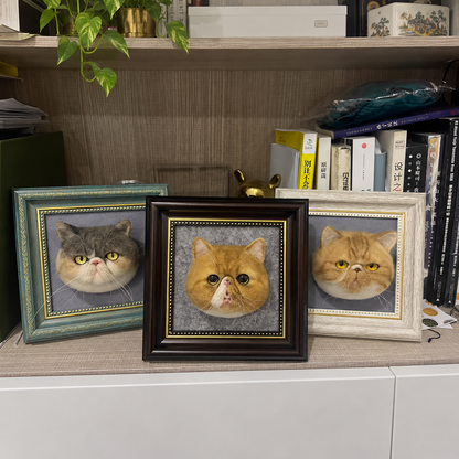Framed Needle Felting Pet Portrait - Custom Handmade